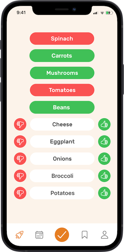 iphone app preferences selection screen